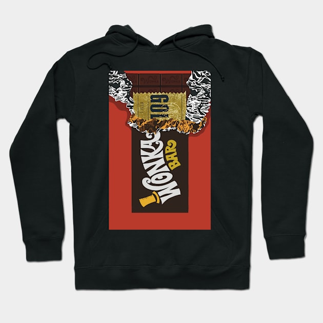 Willy Wonka Bar Golden Ticket Illustration Hoodie by Holailustra